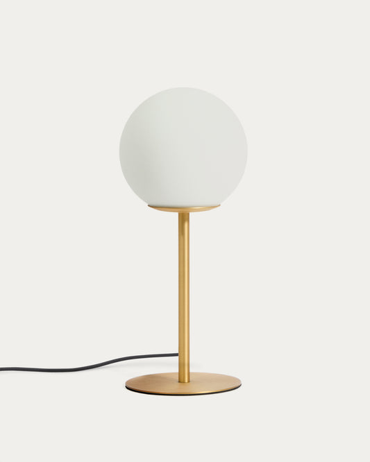 Lampe de table Brisia en métal finition laiton brossé avec 1 boule en verre dépoli Ø 15 cm