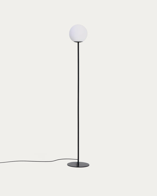 Lampadaire Brisia en métal finition noire avec 1 boule en verre dépoli Ø20 cm