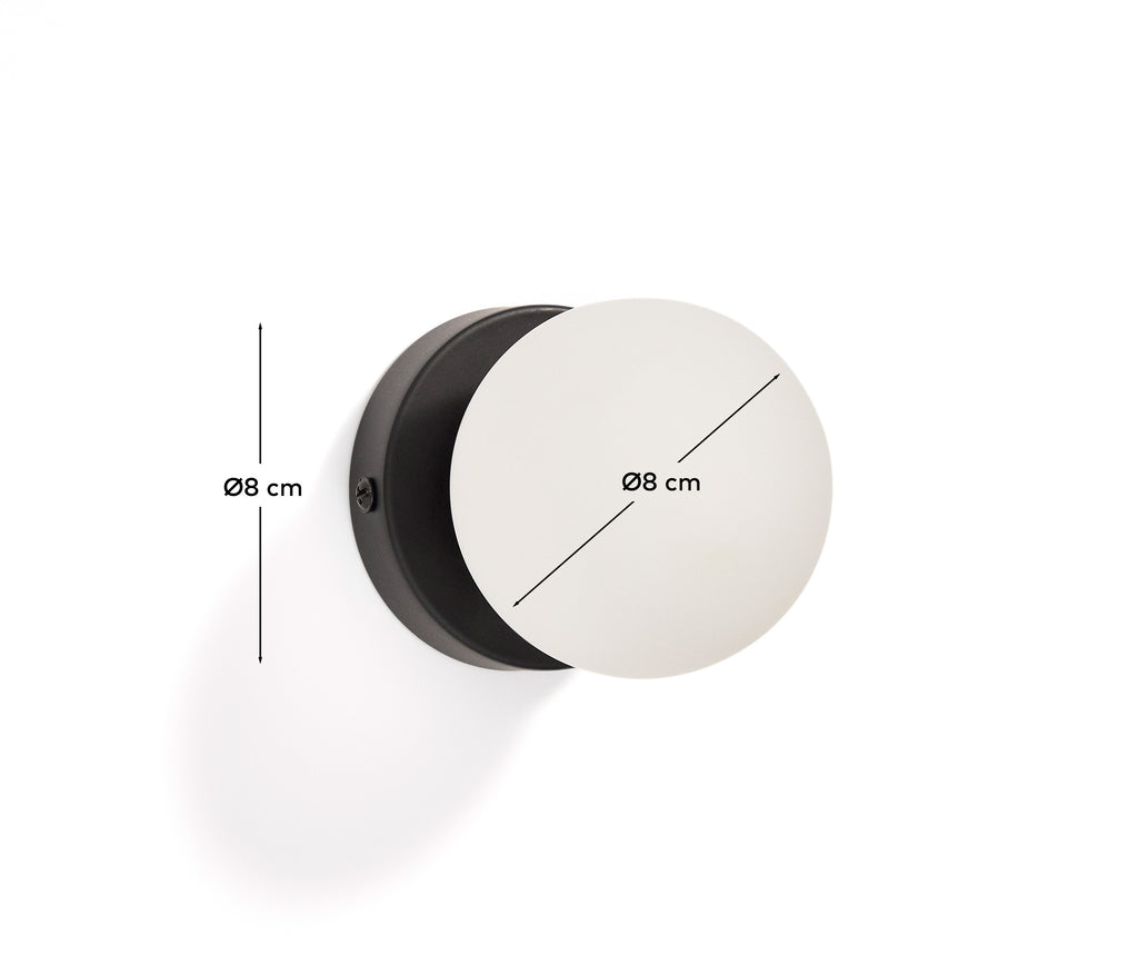Applique murale Brisia en métal finition noire avec 1 boule en verre dépoli Ø8 cm