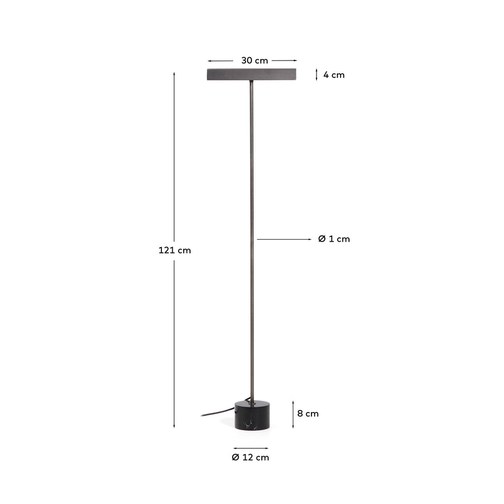 Lampadaire Lynor en acier brossé avec base en marbre noir