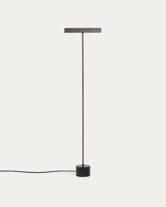 Lampadaire Lynor en acier brossé avec base en marbre noir