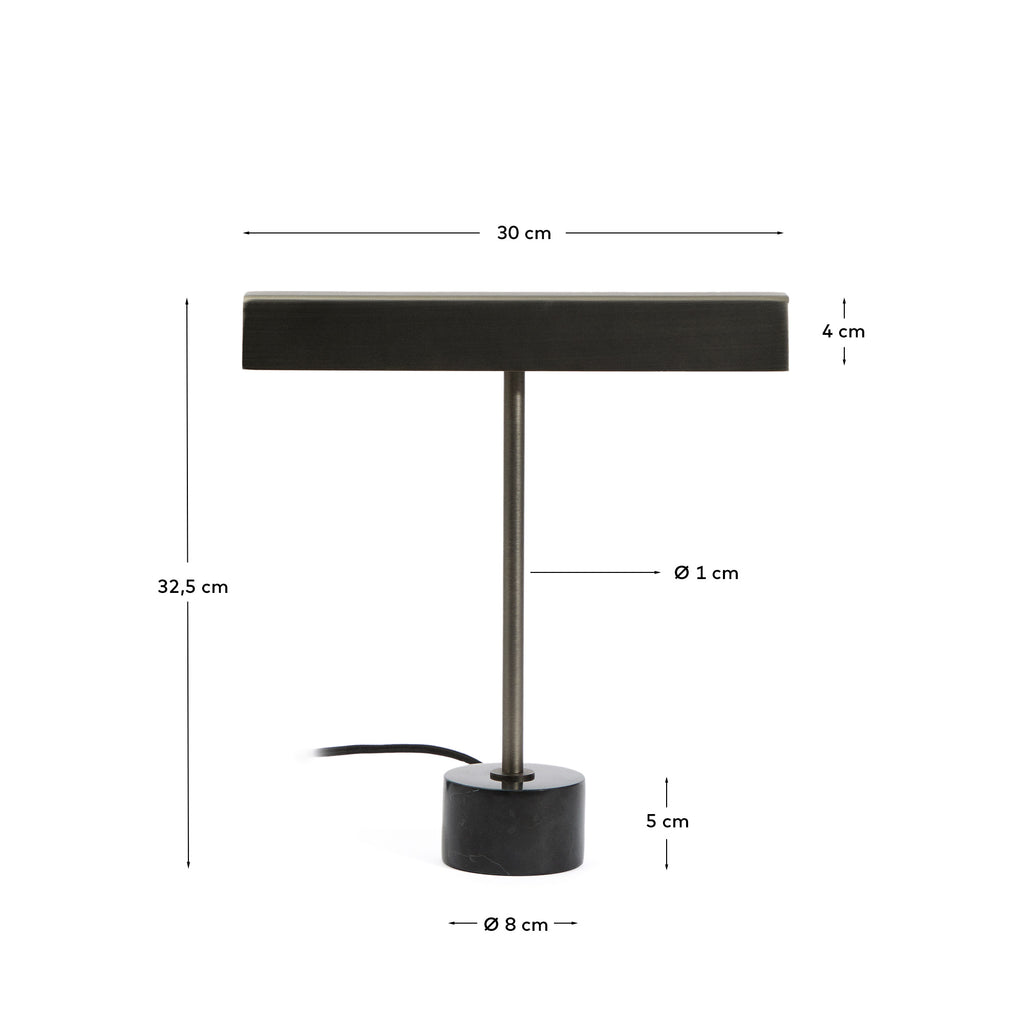 Lampe de table Lynor en métal brossé avec base en marbre noir
