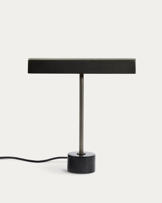 Lampe de table Lynor en métal brossé avec base en marbre noir