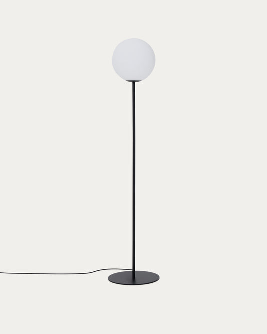 Lampadaire Brisia en métal finition noire avec 1 boule en verre dépoli Ø 30 cm