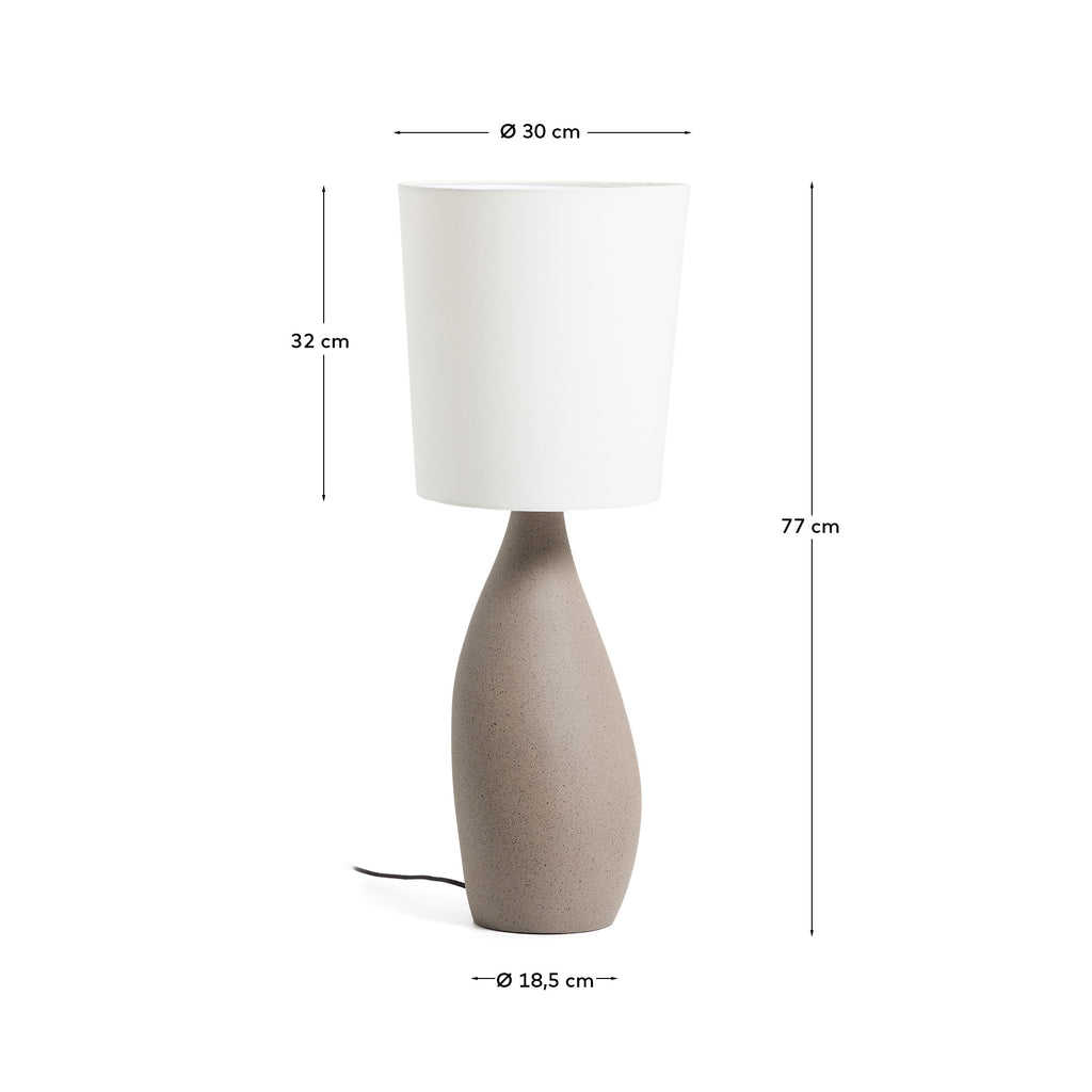 Grande lampe de table Viona avec effet pierre texturée et abat-jour en coton