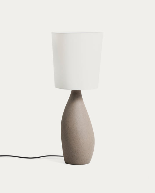 Grande lampe de table Viona avec effet pierre texturée et abat-jour en coton