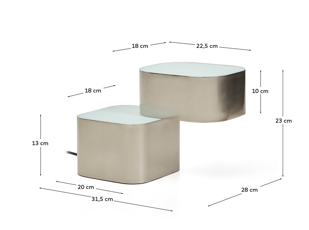 Lampe de table Tandan en métal gris avec finition brossée