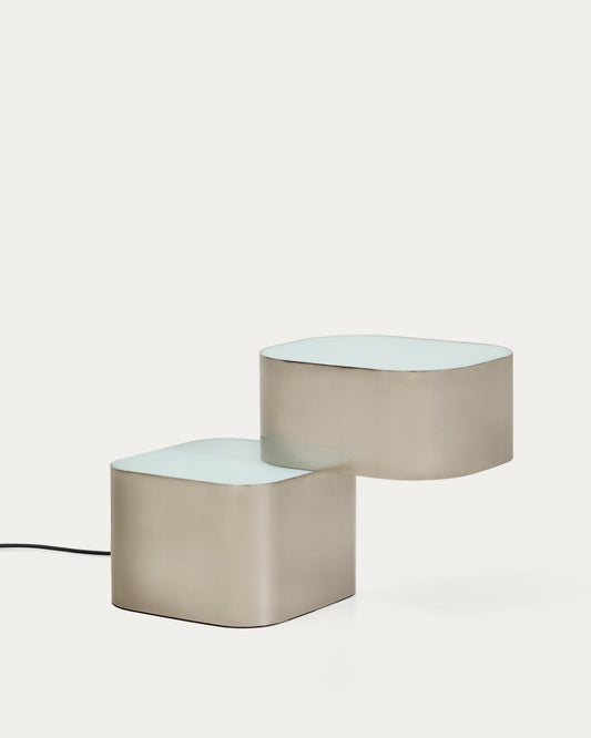 Lampe de table Tandan en métal gris avec finition brossée