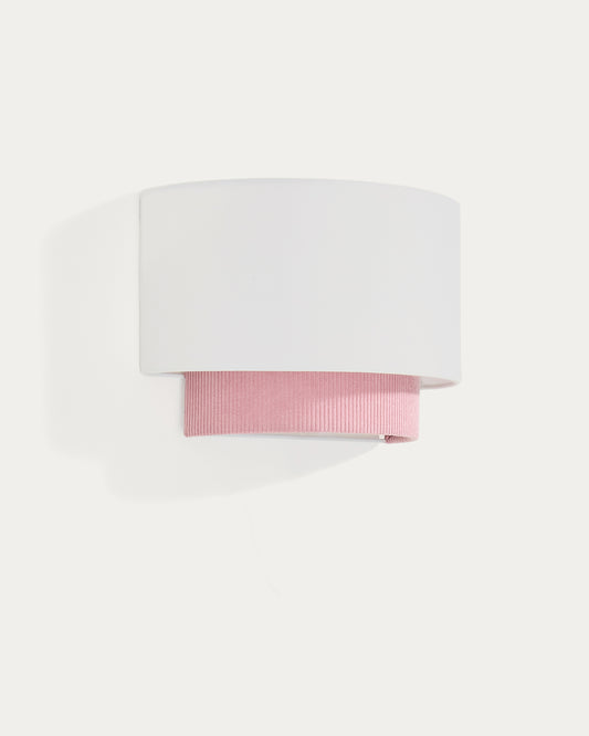 Applique murale Bianella en coton et velours côtelé rose Ø 40 cm