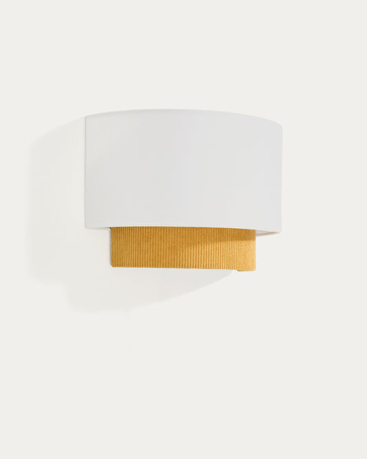 Applique murale Bianella en coton et velours côtelé moutarde Ø 40 cm