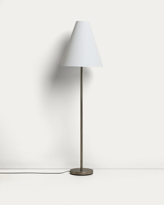 Lampadaire Navat en métal avec finition brossée argentée