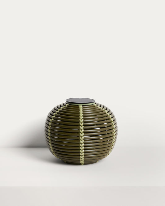 Lampe de table solaire d’extérieur Garoina LED en rotin synthétique vert Ø 35 cm