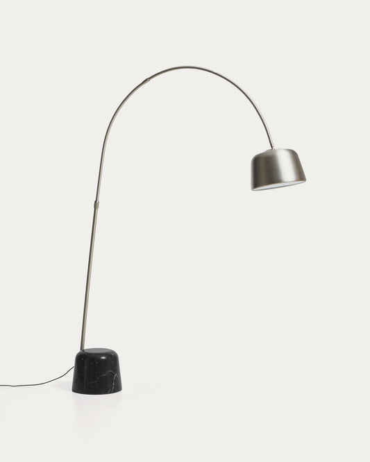 Lampadaire Arnolia en acier brossé et marbre noir