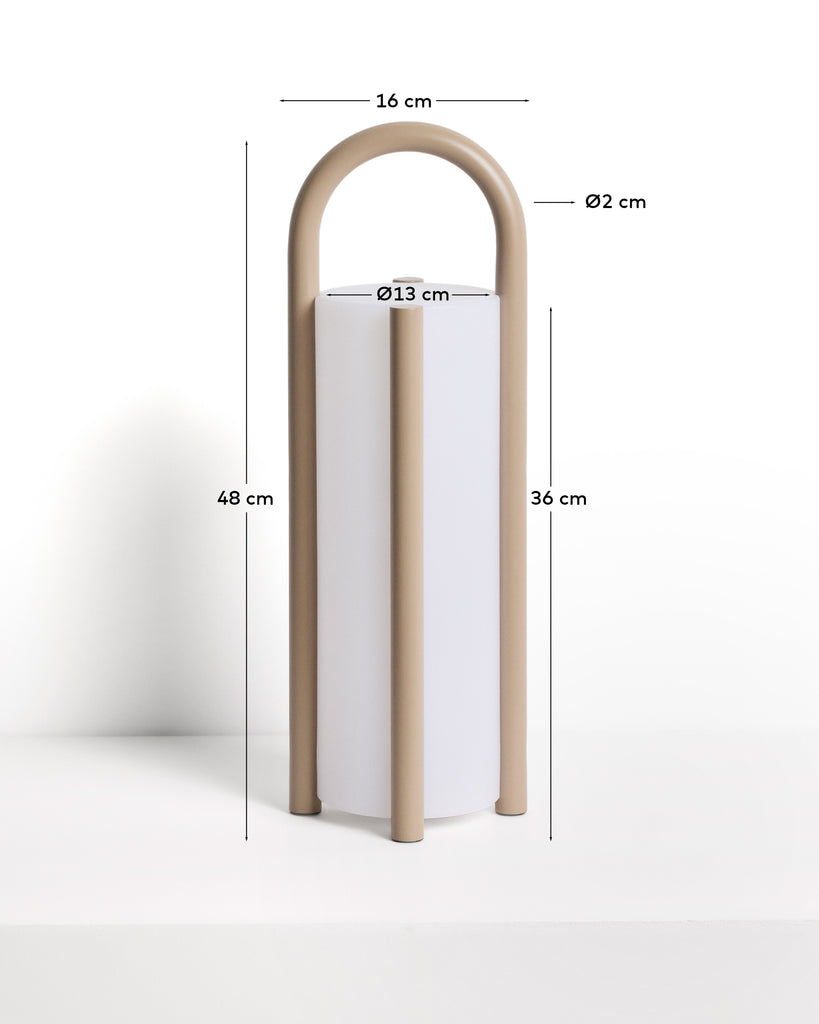 Grande lampe de table portable Leros en polyéthylène et acier taupe