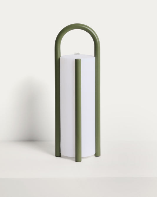 Grande lampe de table portable Leros en polyéthylène et acier vert