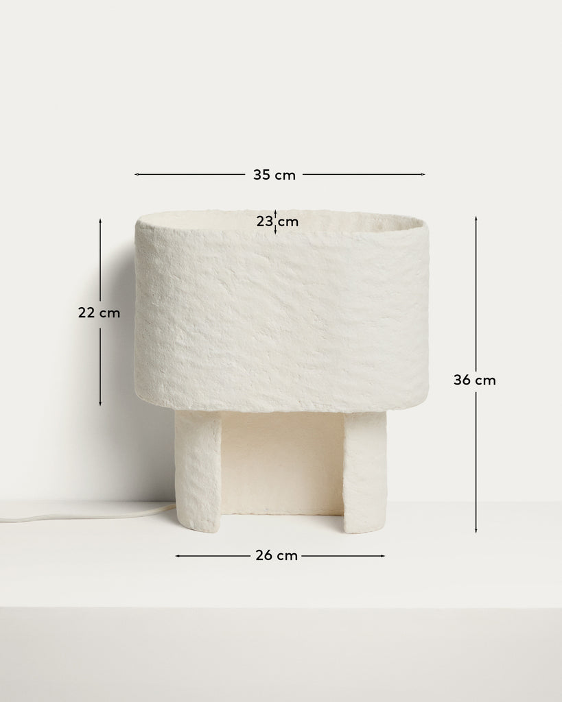 Lampe de table Bedala en papier mâché blanc