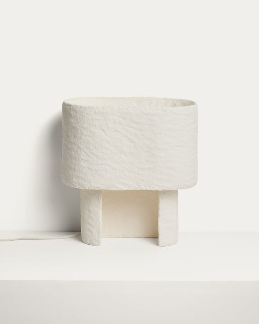 Lampe de table Bedala en papier mâché blanc