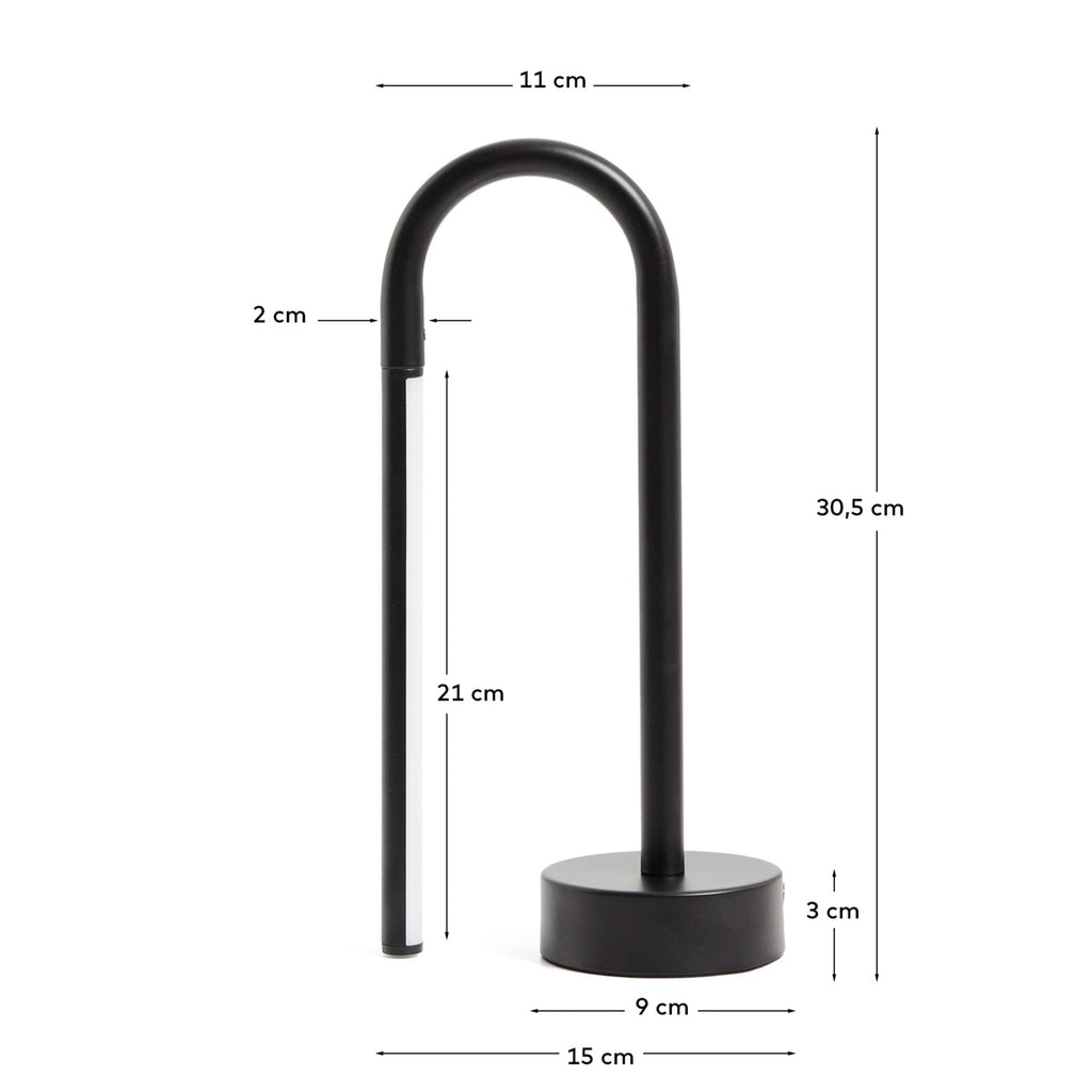 Lampe de table portable Bow en aluminium noir