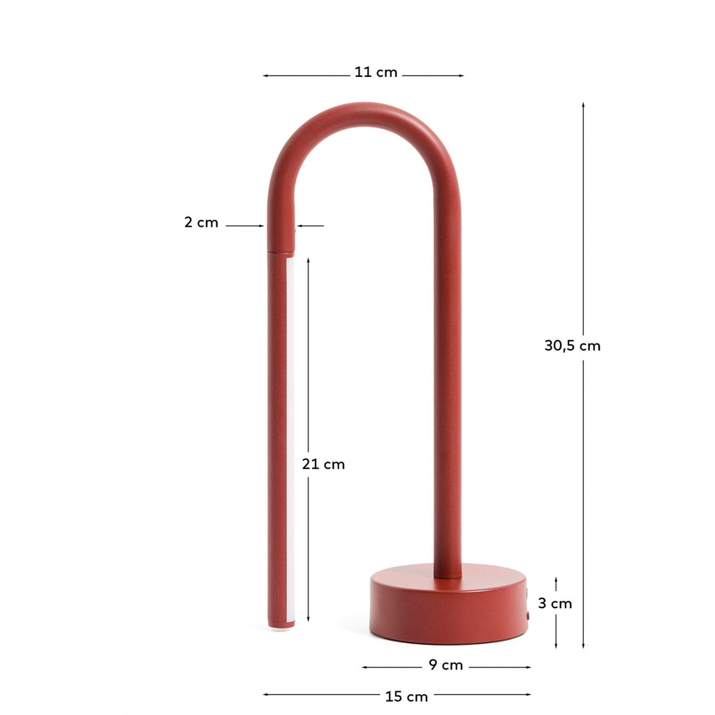 Lampe de table portable Bow en aluminium rouge