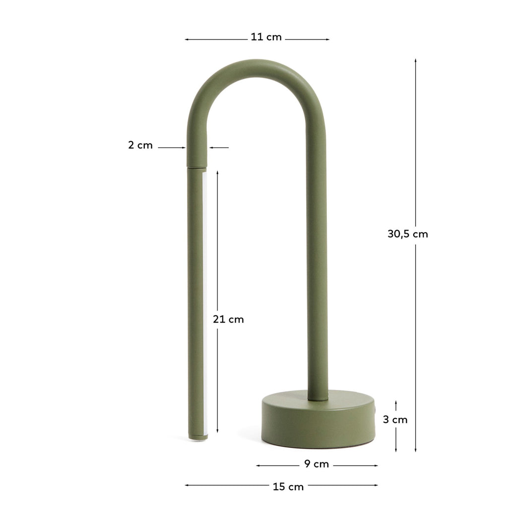 Lampe de table portable Bow en aluminium vert