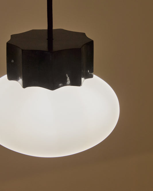 Plafonnier Idela en verre fumé et marbre noir Ø 15 cm