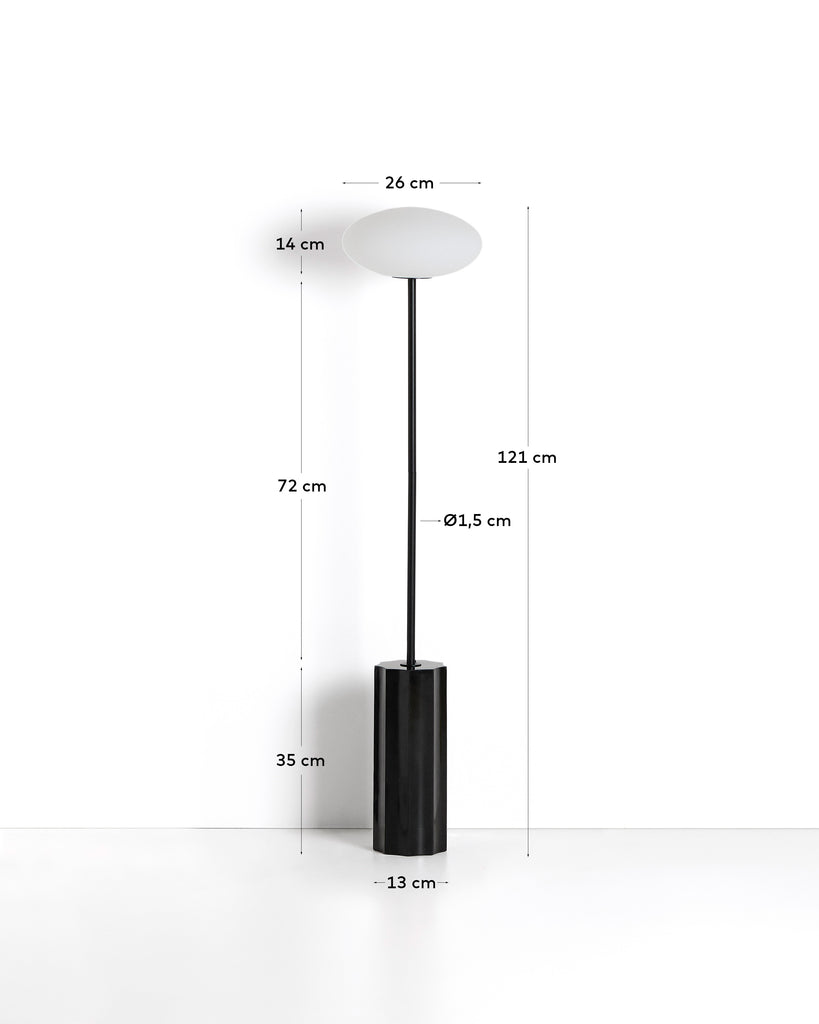 Lampadaire Idela en verre fumé et marbre noir
