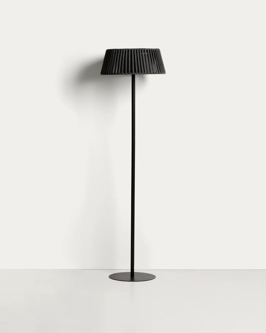 Lampadaire solaire d’extérieur Aldet en corde plate et pied en métal noir Ø 46 cm