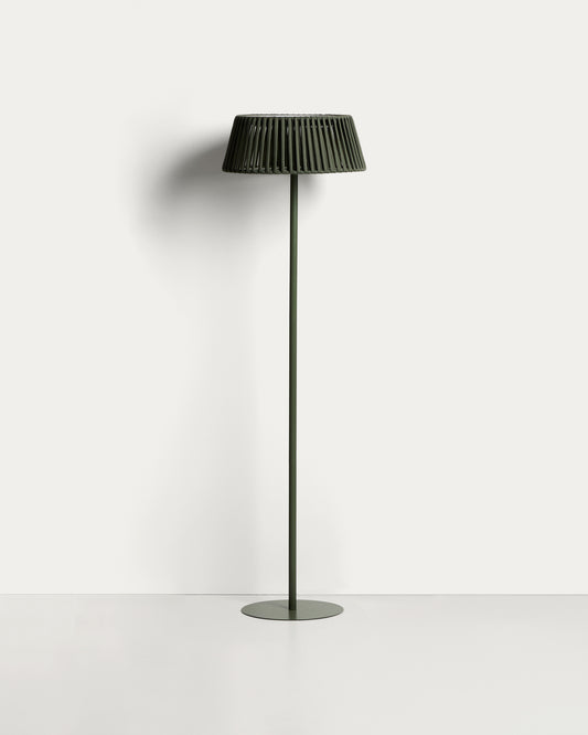 Lampadaire solaire d’extérieur Aldet en corde plate et pied en métal vert Ø 46 cm