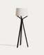 Ubira oak wood floor lamp with black finish and linen lampshade