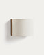 Umbran wall-mounted light fixture made from light brown rubberwood and beige linen