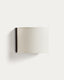 Umbran wall-mounted light fixture in dark brown rubberwood and beige linen
