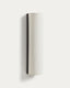 Umbran wall-mounted light fixture in dark brown rubberwood and beige linen