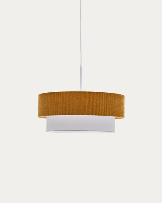 Plafonnier Bianella en coton et velours côtelé moutarde Ø 40 cm