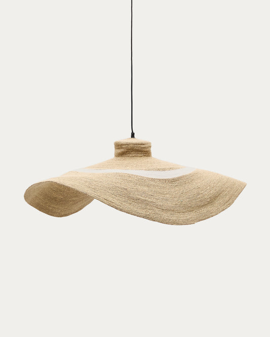 Lampe de plafond Albenya en fibres naturelles et coton, finition naturelle et blanche Ø 90 cm