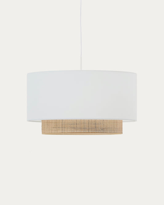 Abat-jour Erna pour plafonnier en bambou, finition naturelle et blanche Ø 60 cm