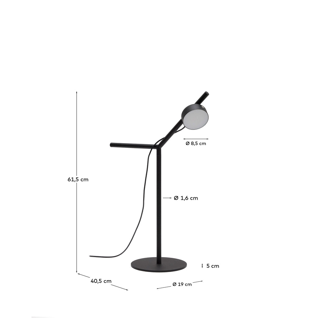 Lampe de table Orey en métal noir avec spot multipositions