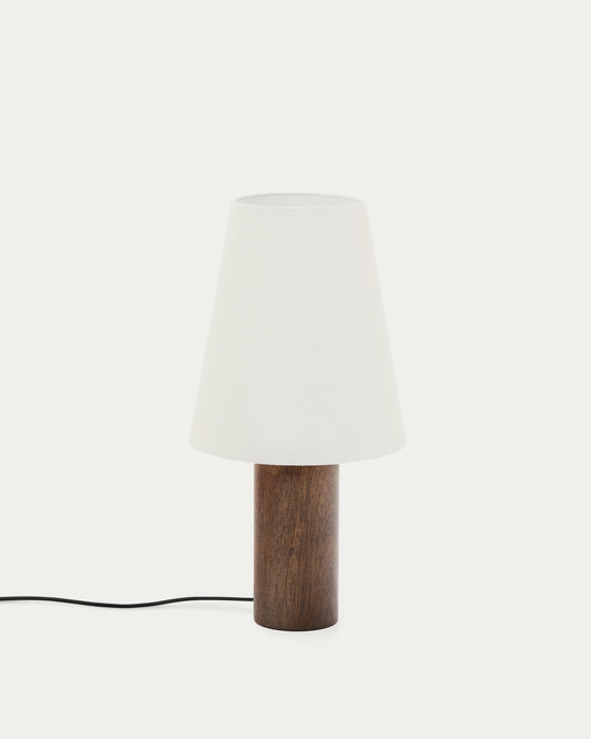 Lampe de table Marga en bois d’hévéa avec finition foncée