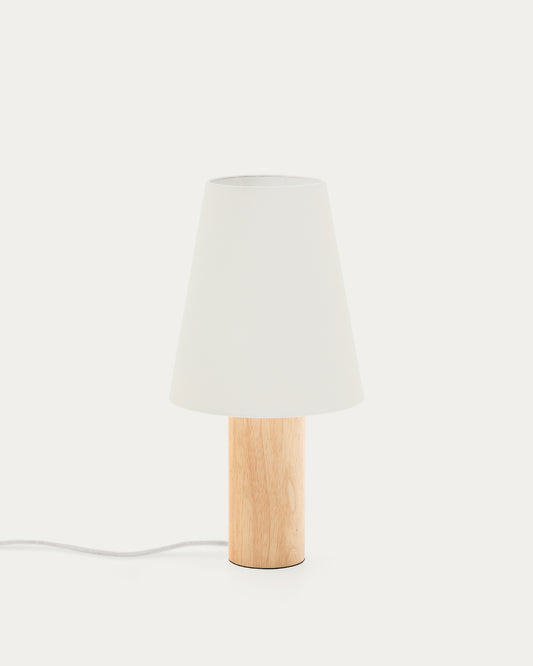 Lampe de table Marga en bois d’hévéa avec finition ton naturel