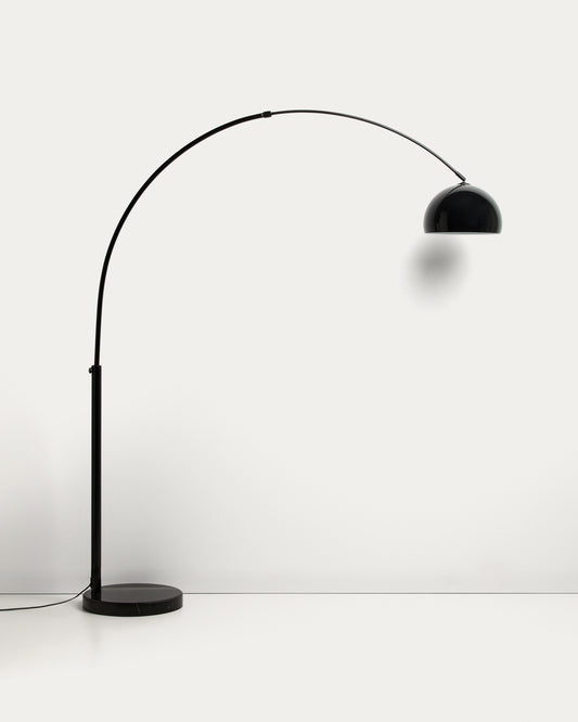 Lampadaire Madali en acier avec finition noir brillant et marbre noir