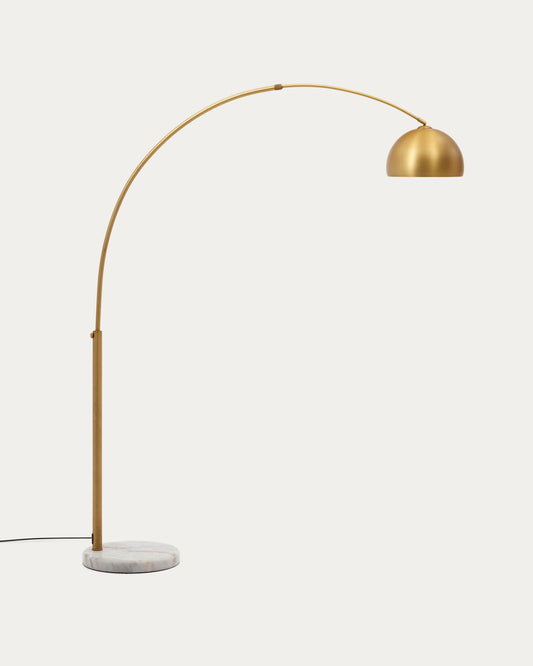 Lampadaire Madali en métal avec finition laiton et marbre blanc