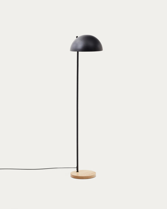 Lampe sur pied Catlar en frêne et métal avec finition noire
