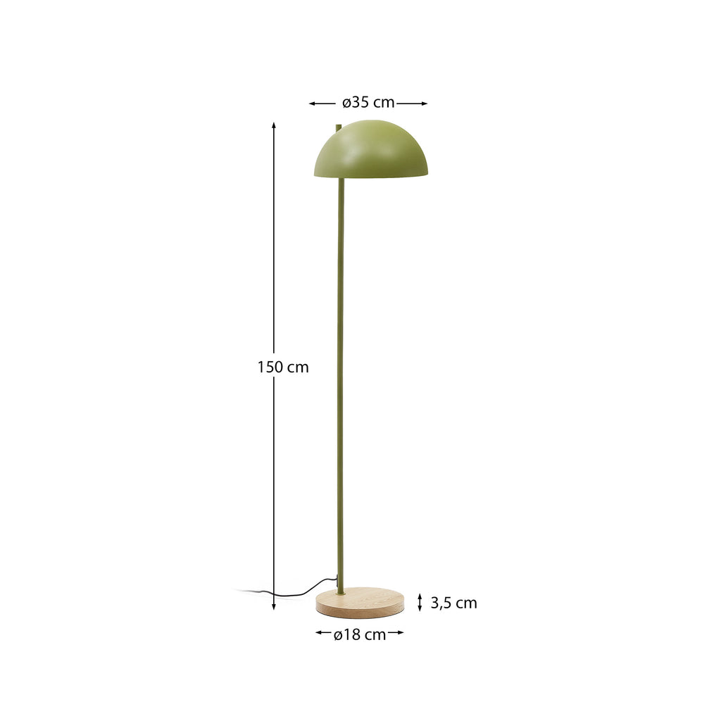 Lampe sur pied Catlar en frêne et métal avec finition verte