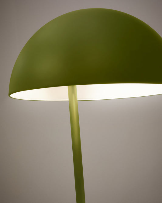 Lampe sur pied Catlar en frêne et métal avec finition verte
