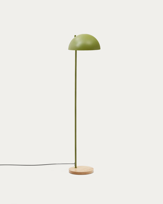 Lampe sur pied Catlar en frêne et métal avec finition verte