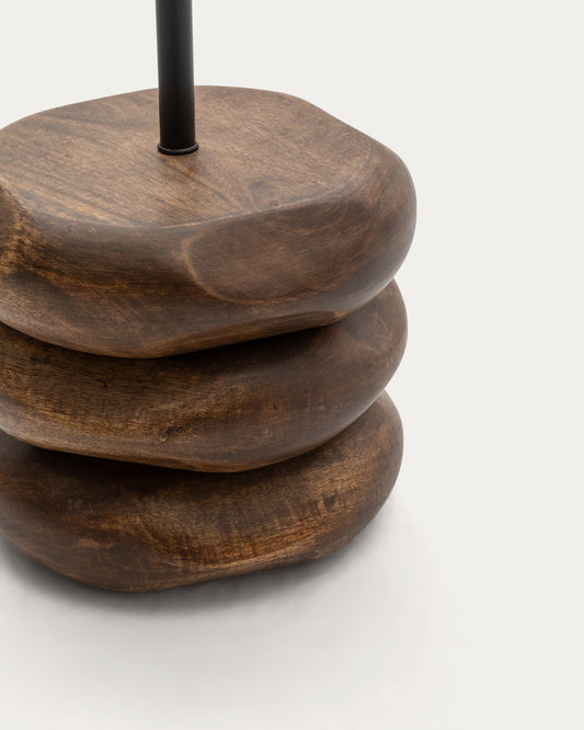 Lampadaire Kor en bois d’acacia finition foncée et jute