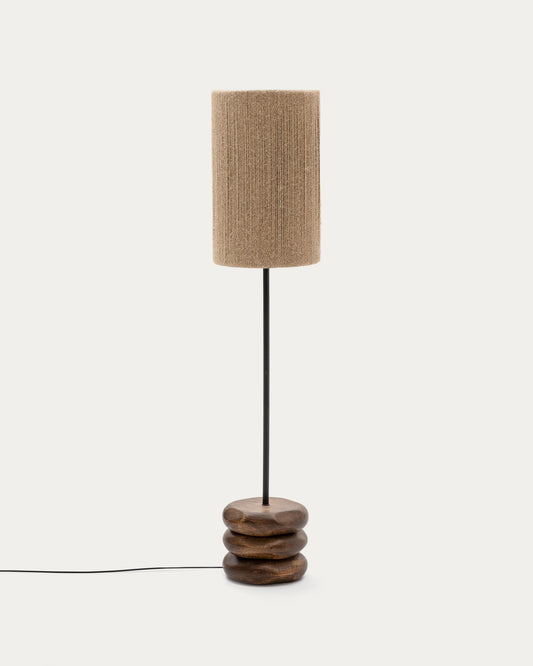 Lampadaire Kor en bois d’acacia finition foncée et jute
