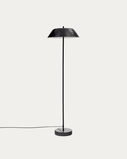 Lampadaire Sayra en marbre noir et métal peint noir
