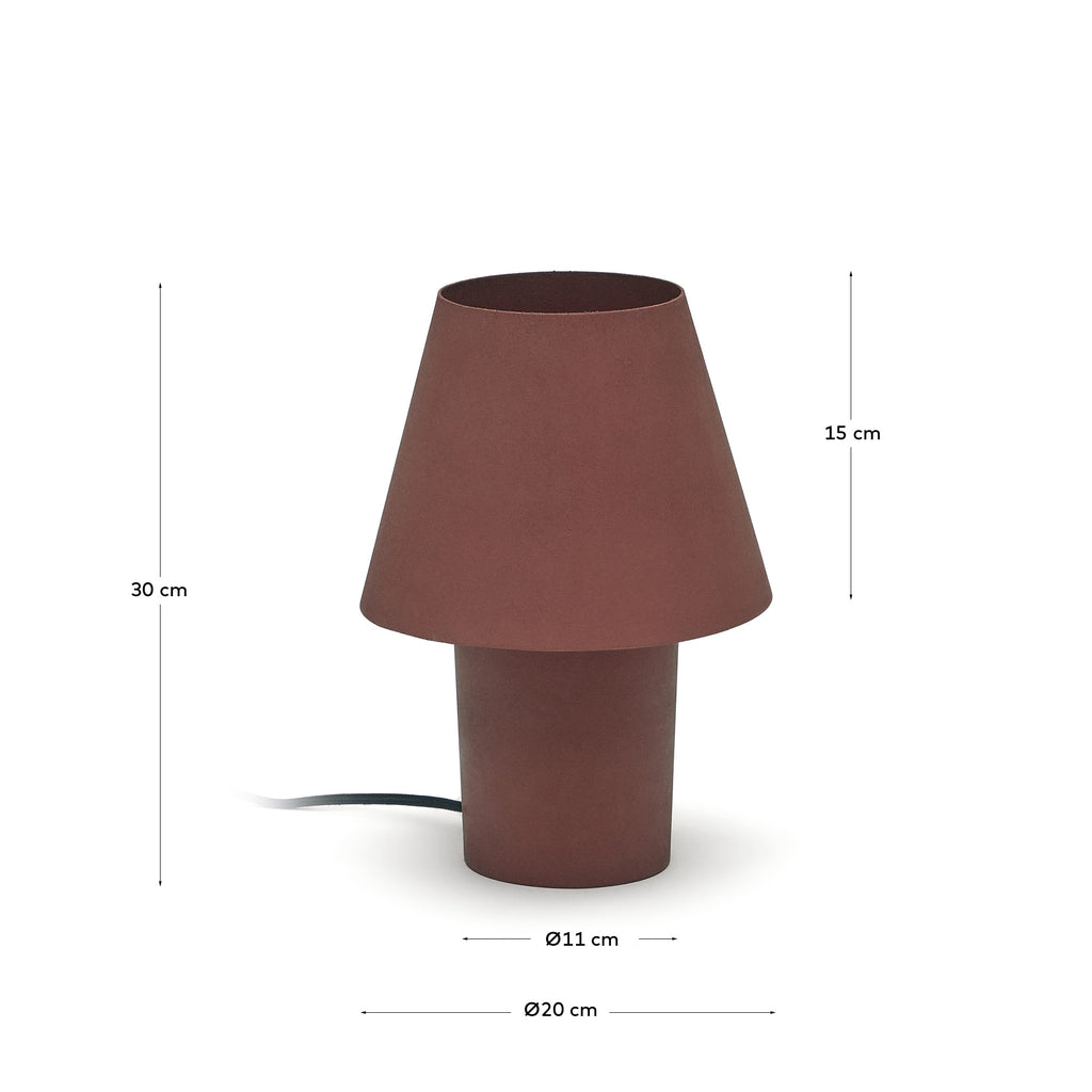 Lampe de table Canapost en métal peint terracotta