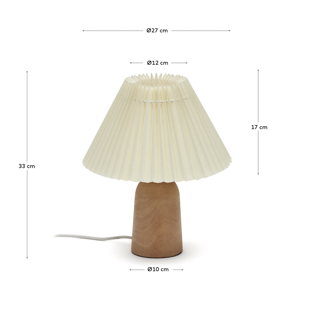 Lampe de table Benicarlo en bois finition naturelle et beige