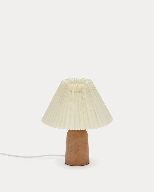 Lampe de table Benicarlo en bois finition naturelle et beige